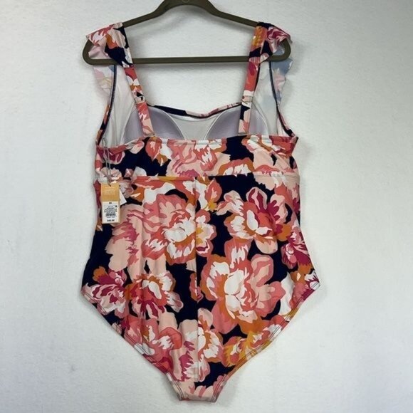 Kona Sol Full Coverage Floral Print One Piece Swimsuit Womens Size 18 NWT - Picture 2 of 9